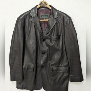 Springfield Leather Jacket Men's Black Leather Blazer Eur L